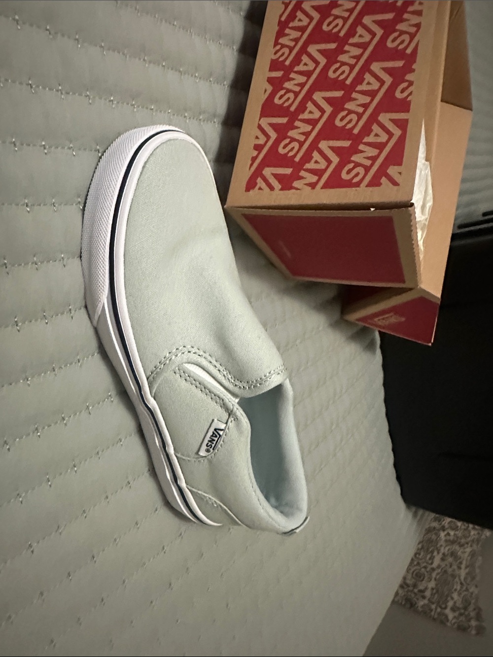 Vans Kids Slip-On in Light Mint Green